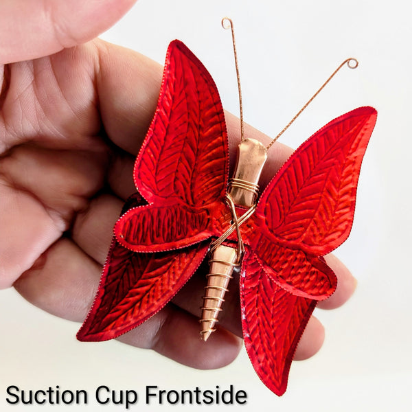 Red and copper butterfly with suction cup front