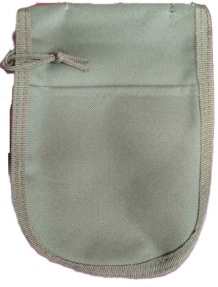 Green pouch with drawstring on a white background