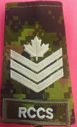 RCCS cadpat slip-on with Sergeant Rank.