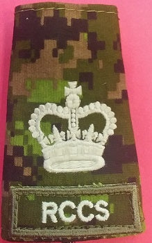 RCCS cadpat slip-on with Warrant Officer Rank.