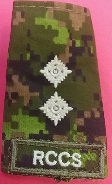 RCCS cadpat slip-on with Lieutenant Rank.