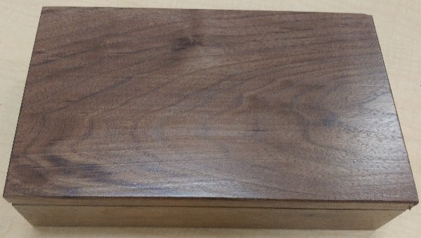 Walnut medal's box, closed lid.