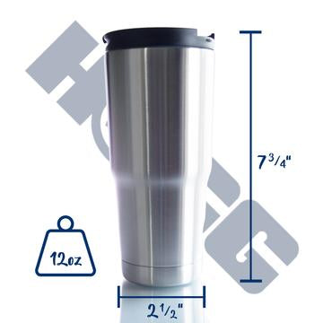 22 oz sizing: 7 3/4" tall and 2 1/2" wide