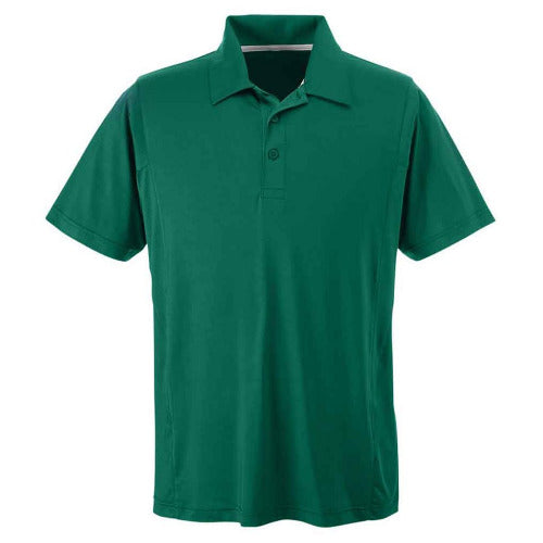 Front of green polo short sleeve shirt.