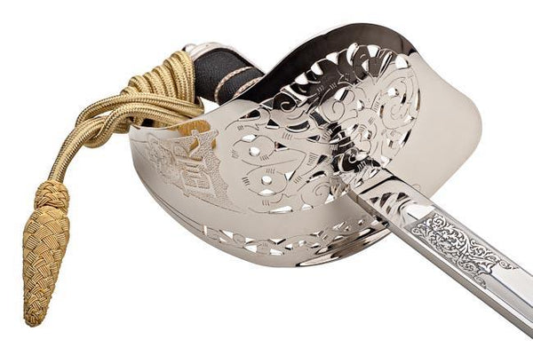 Close-up of hilt with sword knot