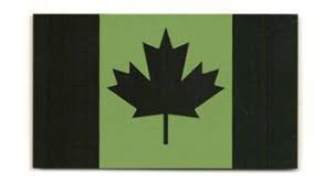 Black and green Canadian flag velcro patch.