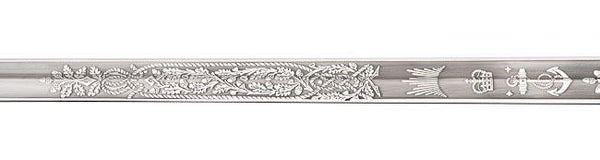 Close-up of design on blade.