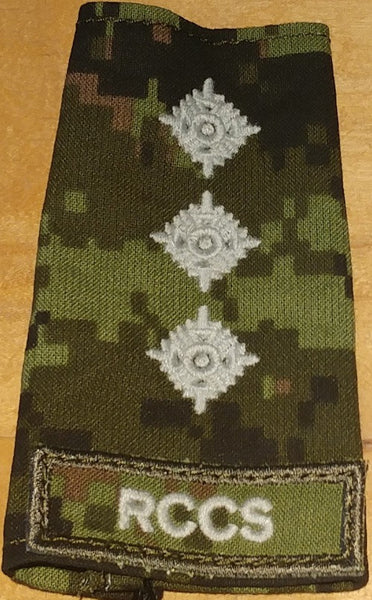 RCCS cadpat slip-on with Captain Rank.