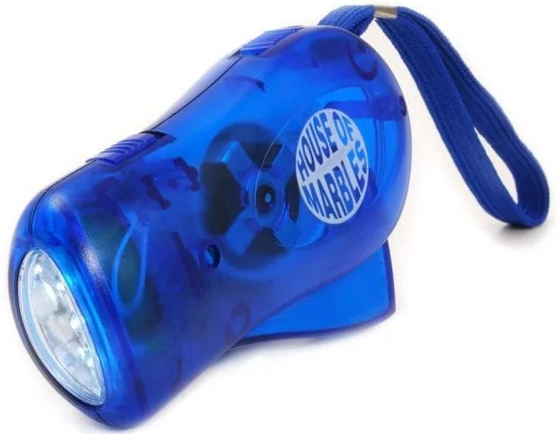 Blue wind up flashlight.