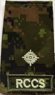 RCCS cadpat slip-on with Second Lieutenant Rank.