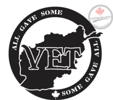Black VET decal with Afghanistan flag and text "all gave some" "some gave all"