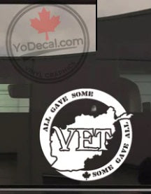 White VET decal with Afghanistan flag and text "all gave some" "some gave all"