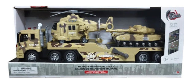 Beige/Dessert camo Transport with helicopter and tank