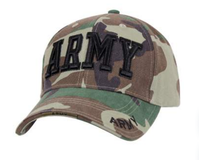 Camo hat embroidered with Army
