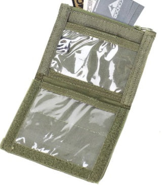 Green ID Panel with transparent card pockets on a white background