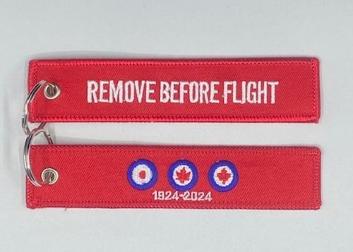 Front "Remove before Flight" back 3 roundel "1924-2024"