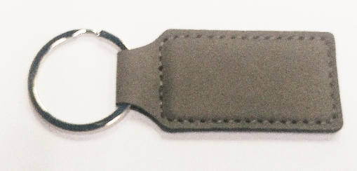 Grey faux leather keychain