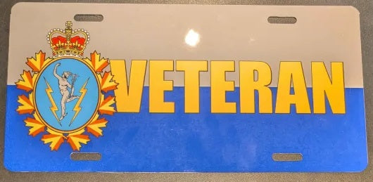 License plate with 'VETERAN' text and C&E Crest and Flag