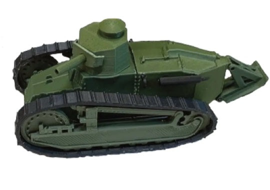 Toy tank model on a white background