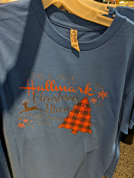 This is my Hallmark Christmas movie watching shirt in blue