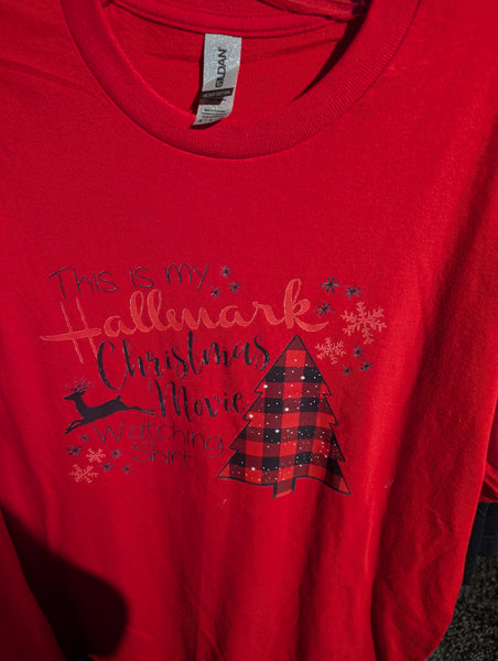 This is my Hallmark Christmas movie watching shirt in red 