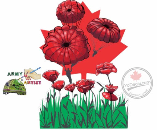 Poppy Parachute over a flied of poppies