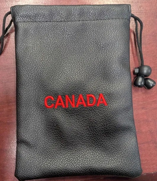 Black drawstring pouch with embroidered CANADA