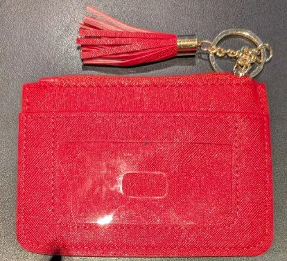 Back of card holder; red with an ID panel