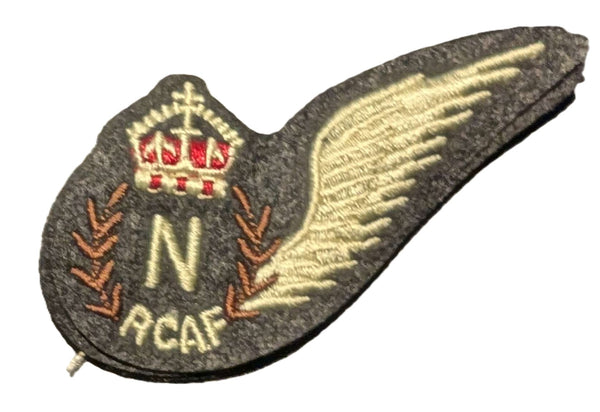 RCAF (Royal Canadian Air Force) winged badge with crown and 'N' emblem on a white background