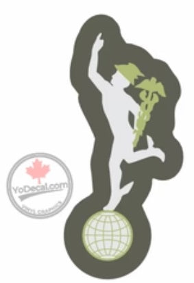 Mercury on Globe Decal