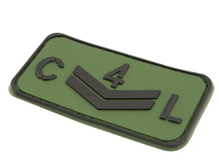 Green rectangular patch with 'C4L' in black on a white background