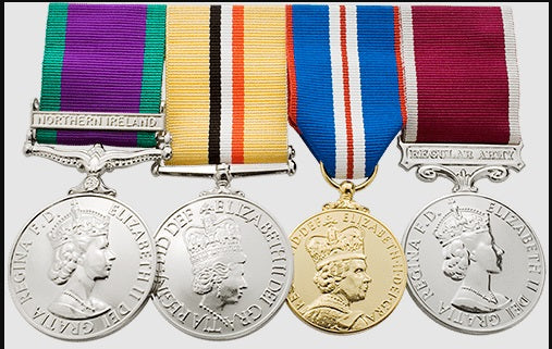 Swing mounted medals from the front
