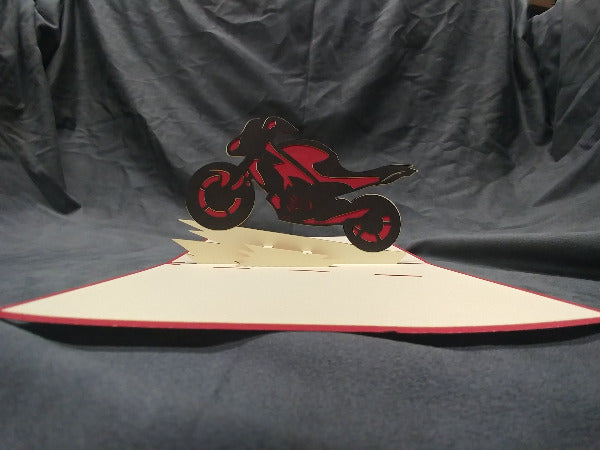 Inside of the greeting card; features pop-out motorcycle