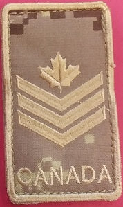 Velcro Rank Patch in Arid colours, featuring the Sergeant Rank.