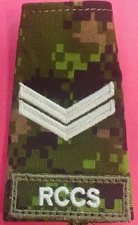 RCCS cadpat slip-on with Corporal Rank.