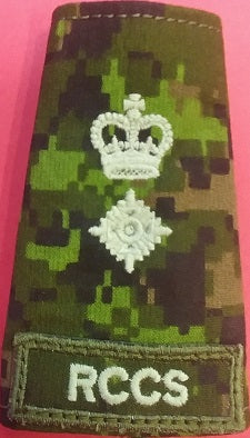 RCCS cadpat slip-on with Lieutenant Colonel Rank.