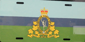 Metal RCCS flag license plate with the RCCS Crest
