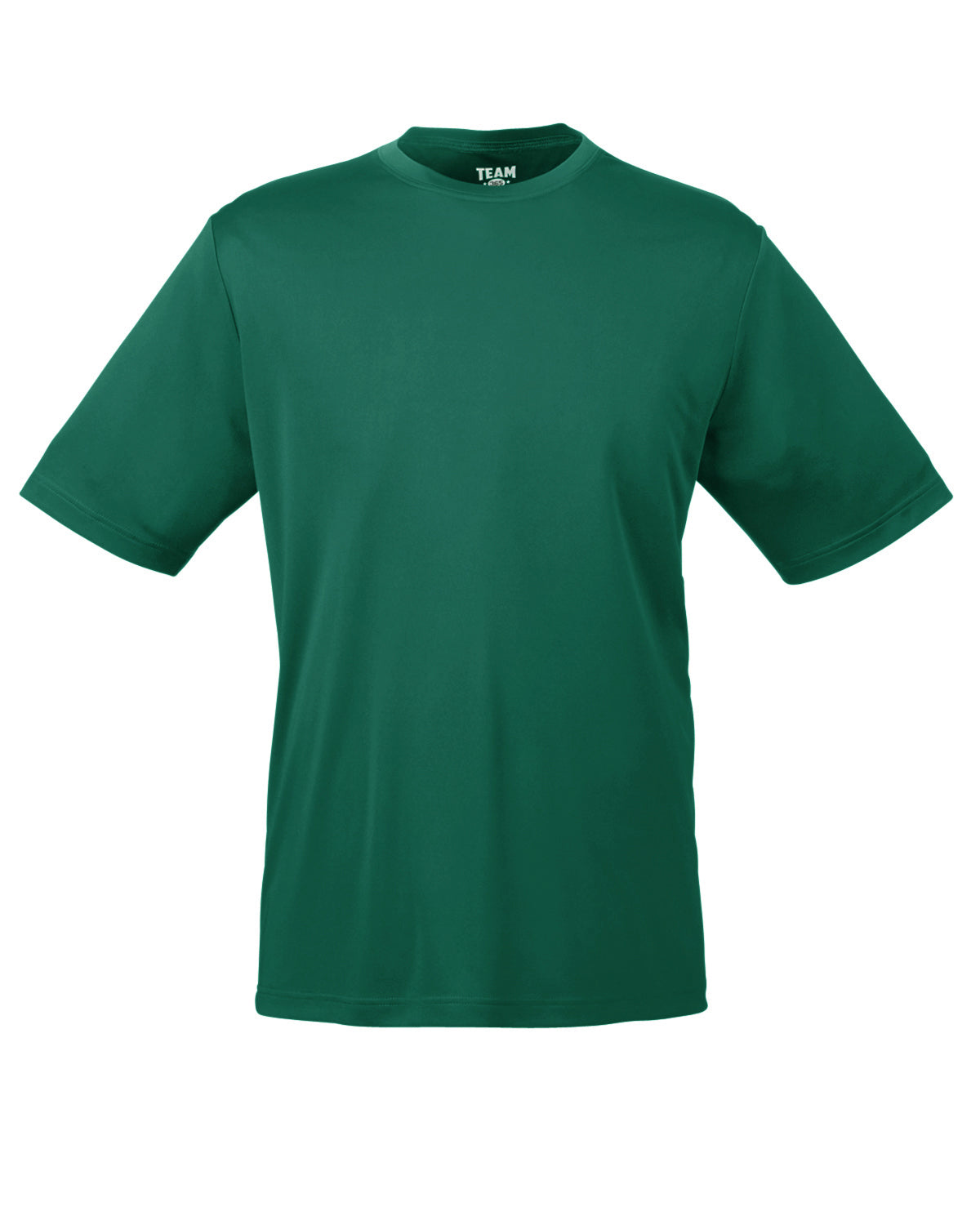 Front of green dry-wick short sleeve shirt.