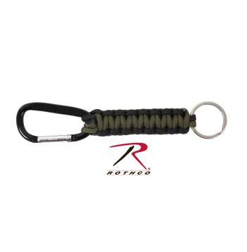 Green and black paracord carabiner key chair.