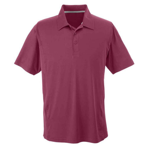 Front of maroon polo short sleeved shirt.