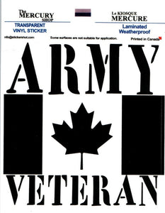 Black Army Veteran decal with Canadian  Flag