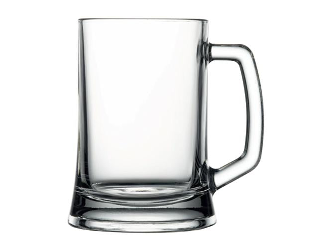 Glass beer mug with handle
