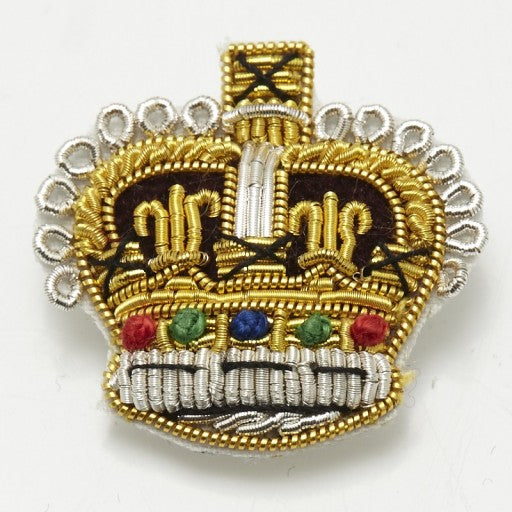 Close up of single embroidered crown.