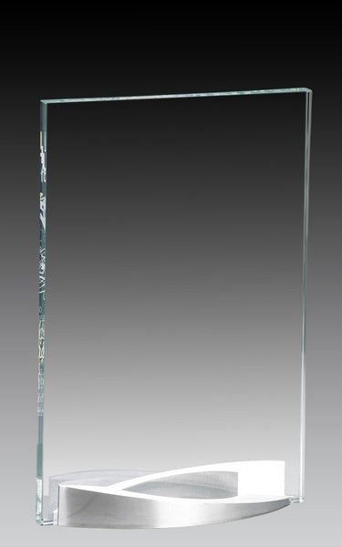Blank glass award with alluminum base