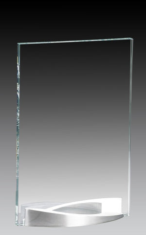 Blank glass award with alluminum base