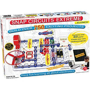Snap Circuits Extreme over 750 profects. Features image of one possivle project.