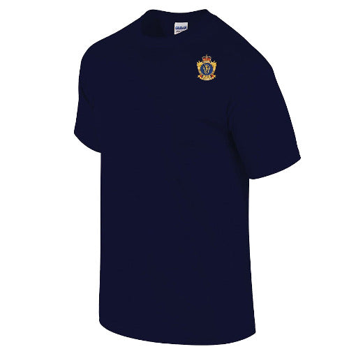 Front of blue t-shirt with CFSCE crest.