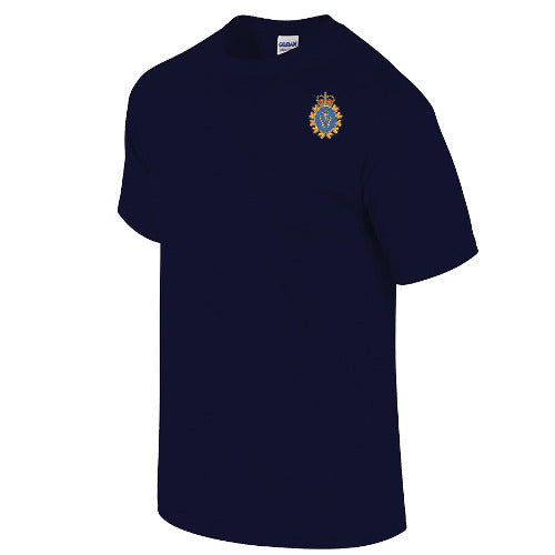 Front of blue t-shirt with C&E Crest.