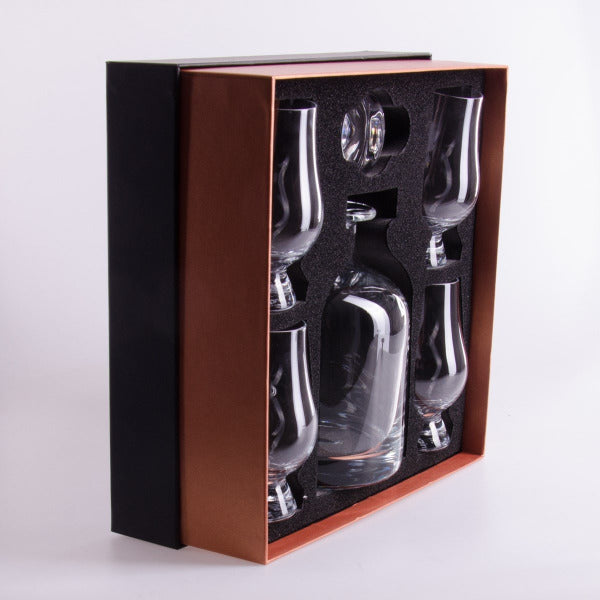 Decanter set in bronze and black display box