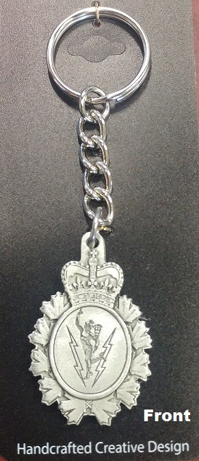 Front of the pewter keychain: C&E Crest